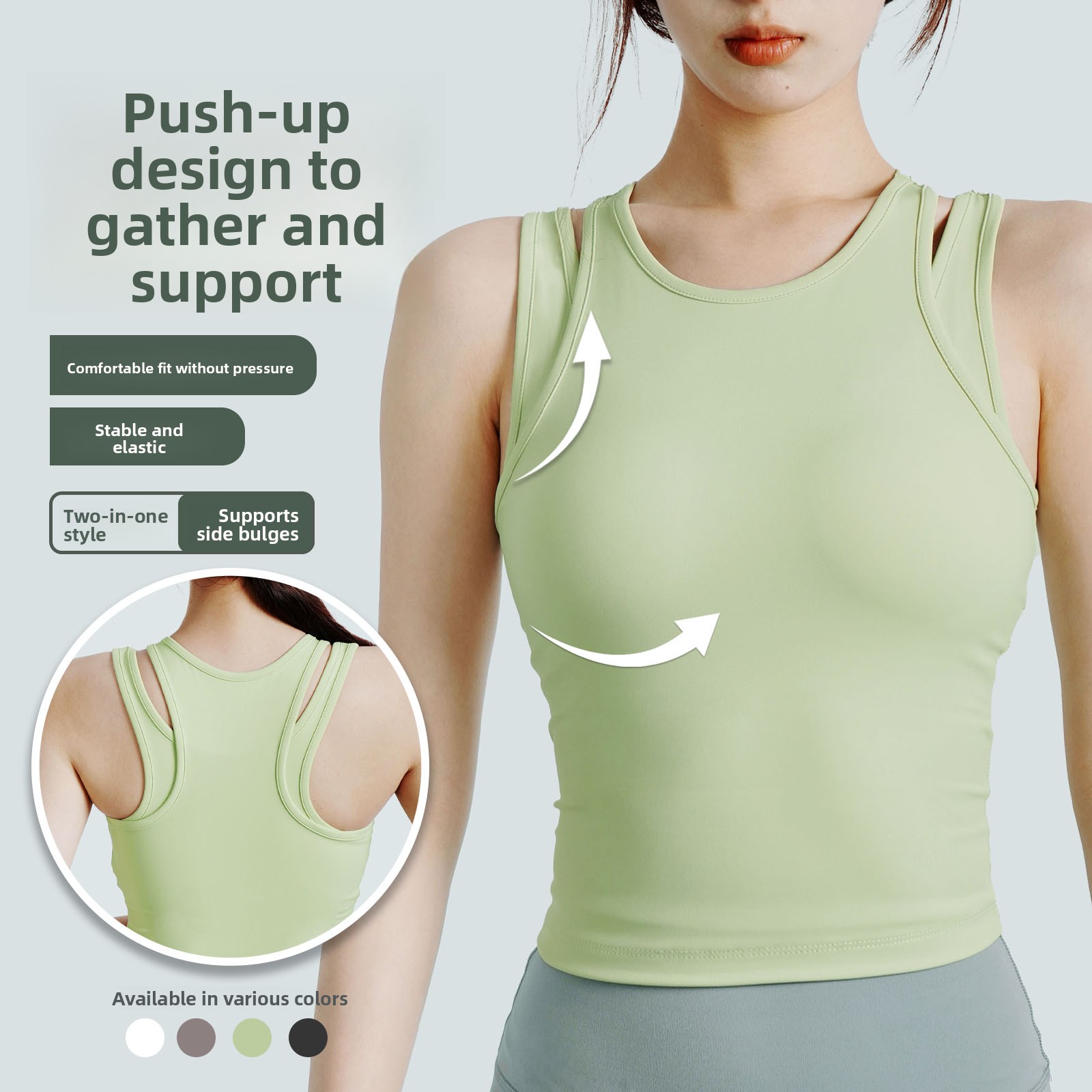 Yoga Fitness Exercises - Top Esportivo Feminino Removível com Bojo