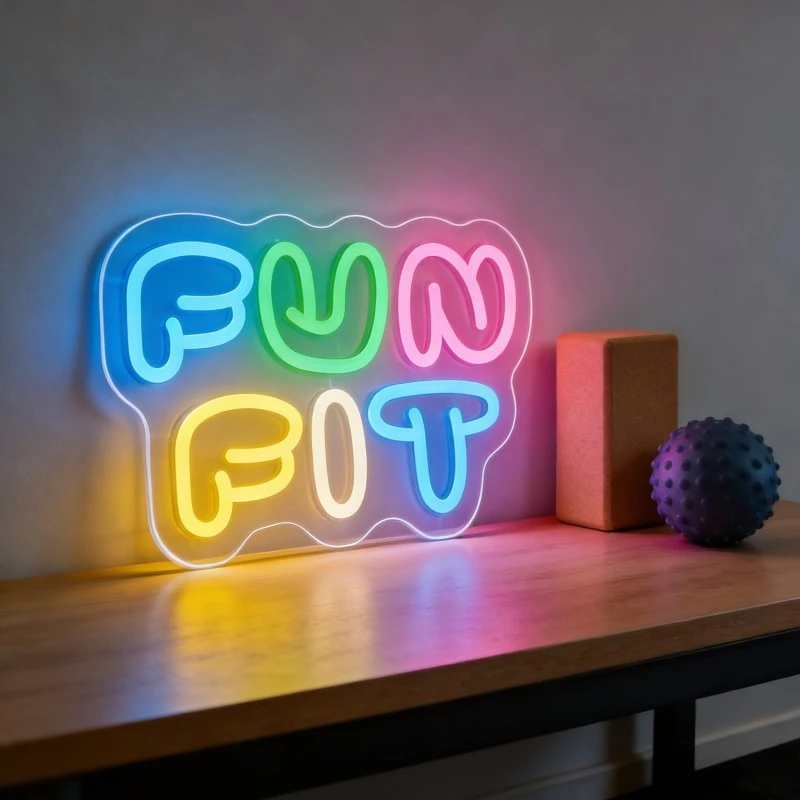 Yoga Fitness Room - Letreiro Neon LED Divertido em Formato