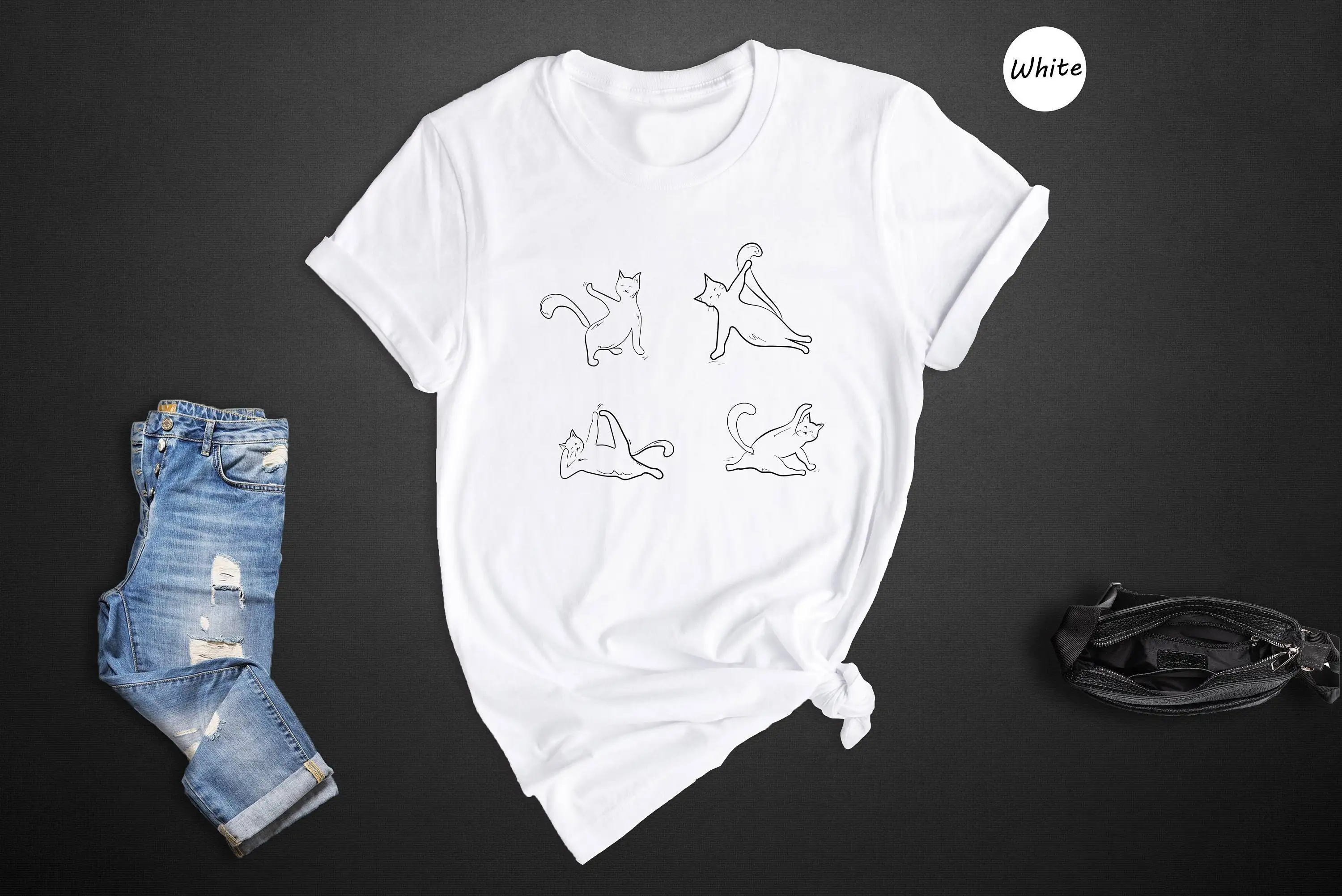 Yoga Fitness Exercises - Camiseta Yoga CaT para treino, exercícios