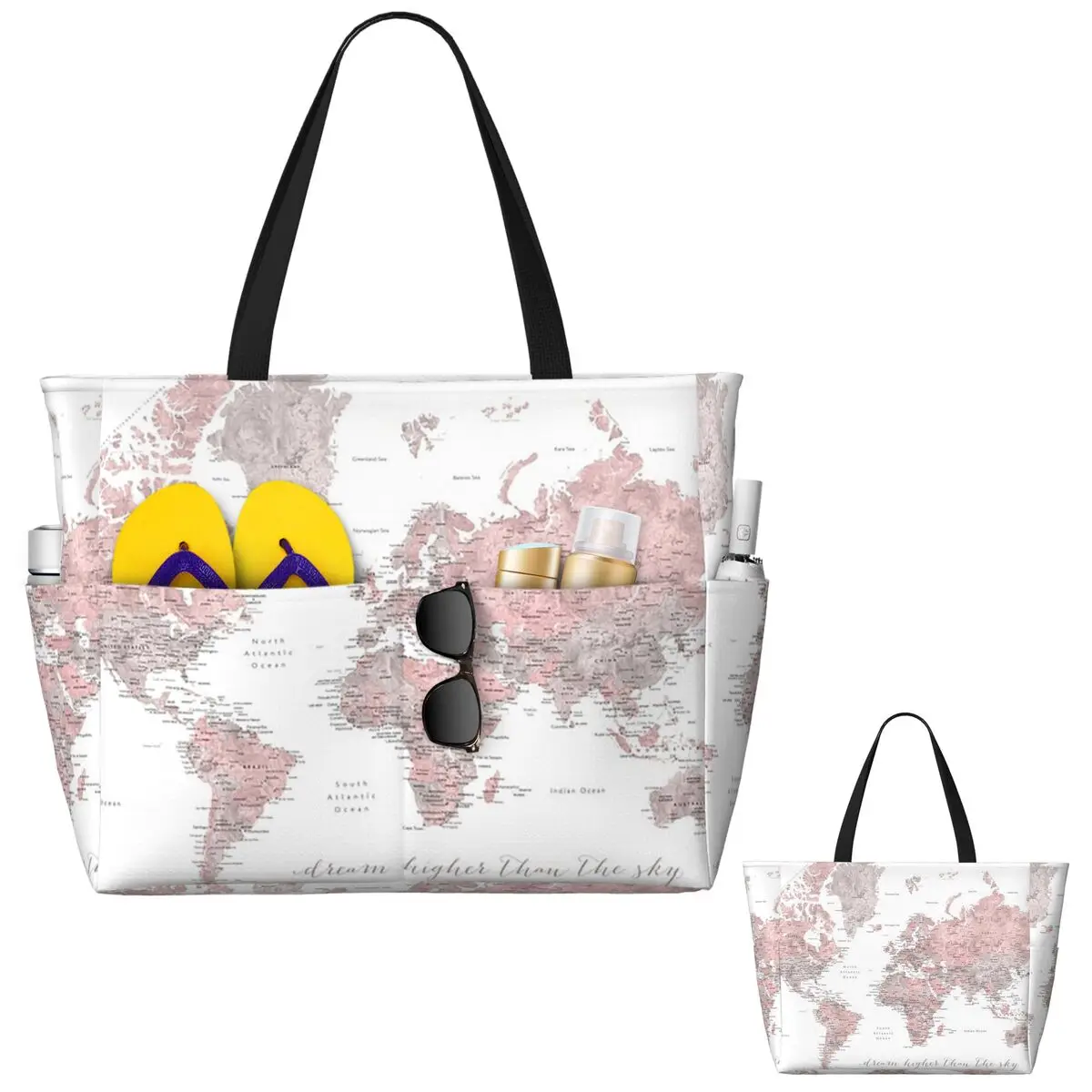 Yoga Fitness World - Bolsa de praia inspiradora com mapa-múndi