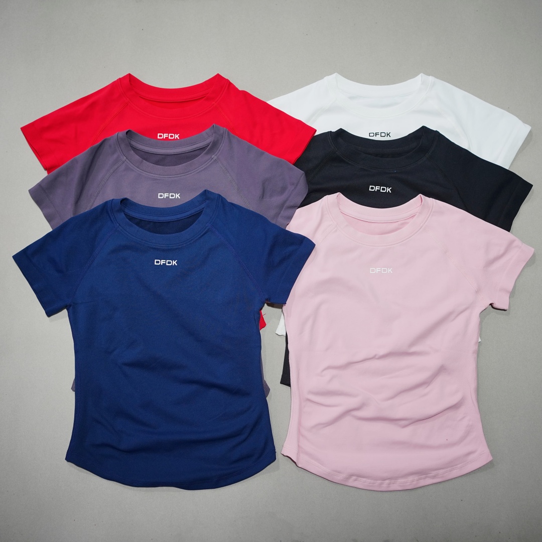 Yoga Fitness Wear - Camiseta feminina elástica de manga curta
