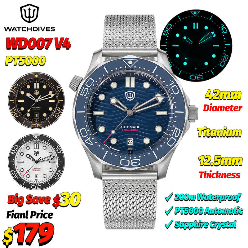 Resistance Bands - Relógio de Mergulho Automático Watchdives WD007