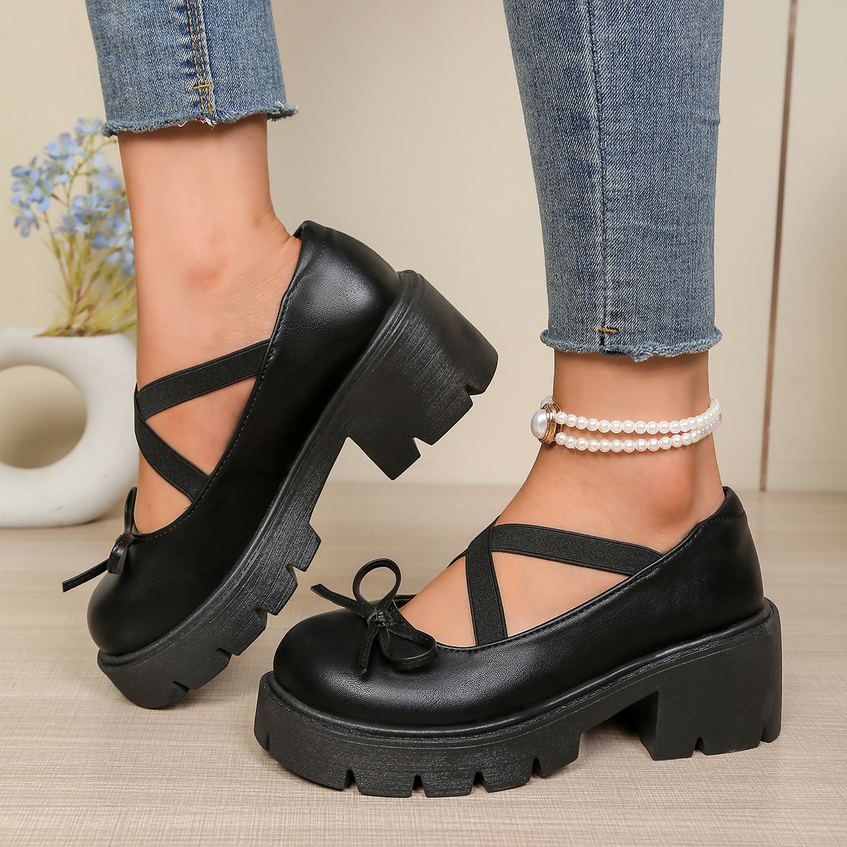 Resistance Bands - Sapatos Femininos de Plataforma com Design