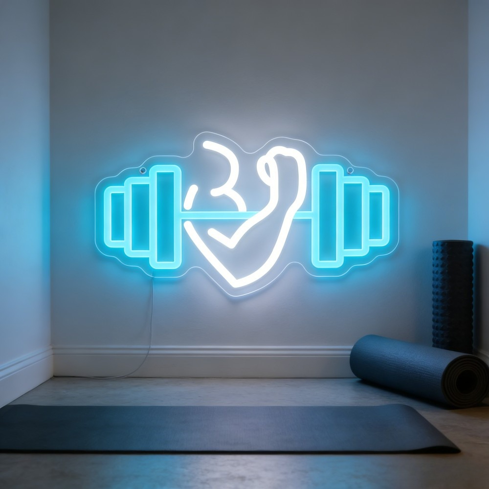 Yoga Fitness Room - Letreiro Neon LED de Bíceps com