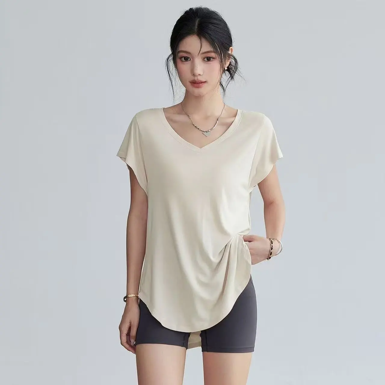Yoga Fitness Exercises - Camiseta de Yoga Feminina com Decote