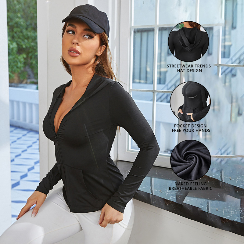 Casaco feminino preto justo, r - Yoga Fitness Wear avaliação e preço
