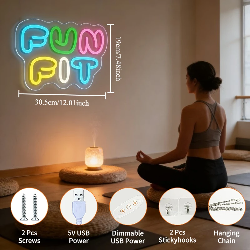 Letreiro Neon LED Divertido em - Yoga Fitness Room avaliação e preço