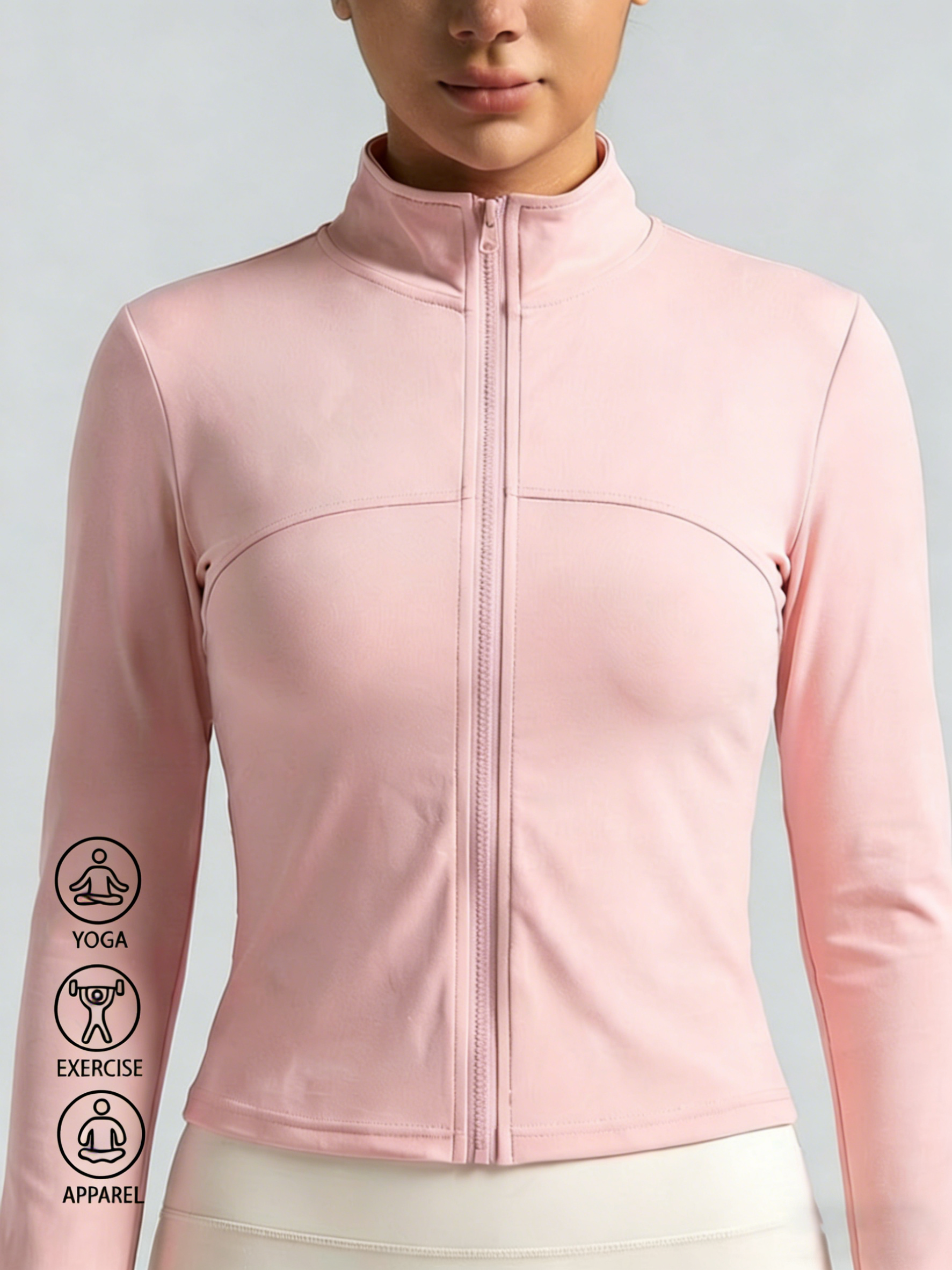 Nova Jaqueta Feminina Rosa Cla - Yoga Fitness Wear avaliação e preço