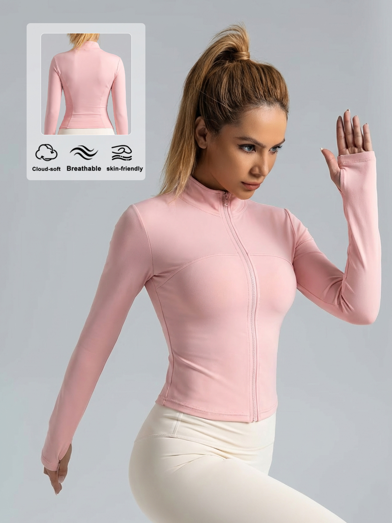 Nova Jaqueta Feminina Rosa Cla - Yoga Fitness Wear avaliação e preço